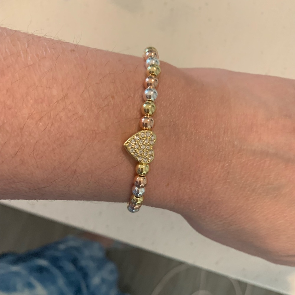 Gold and silver  heart stretch bracelet